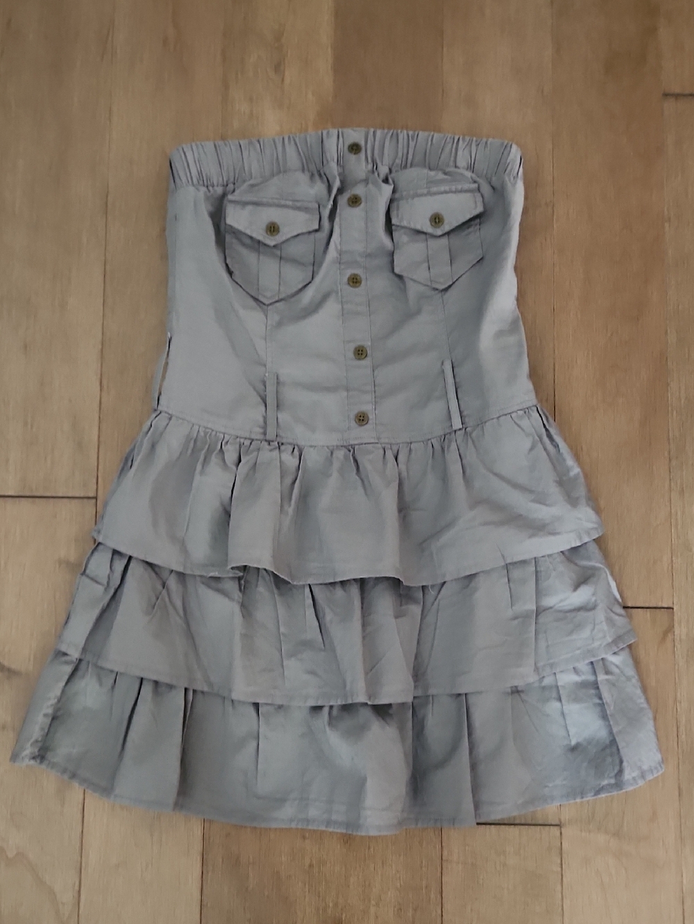 2 For 25$***Mine Brand Gray Strapless Tiered Ruffle Mini Skirt